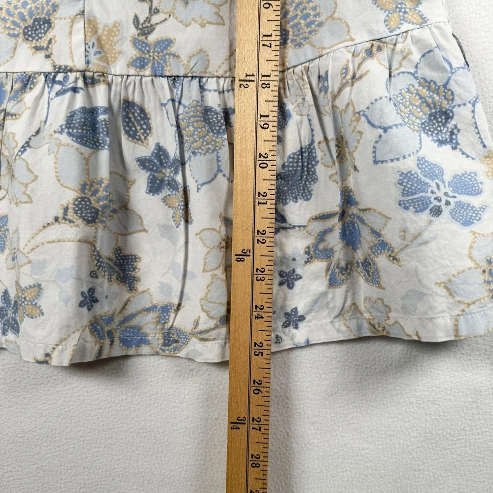 Gap Kids Floral Dress Girls Small Blue Tan Ruffle Flutter Sleeve Boho‎ Shift